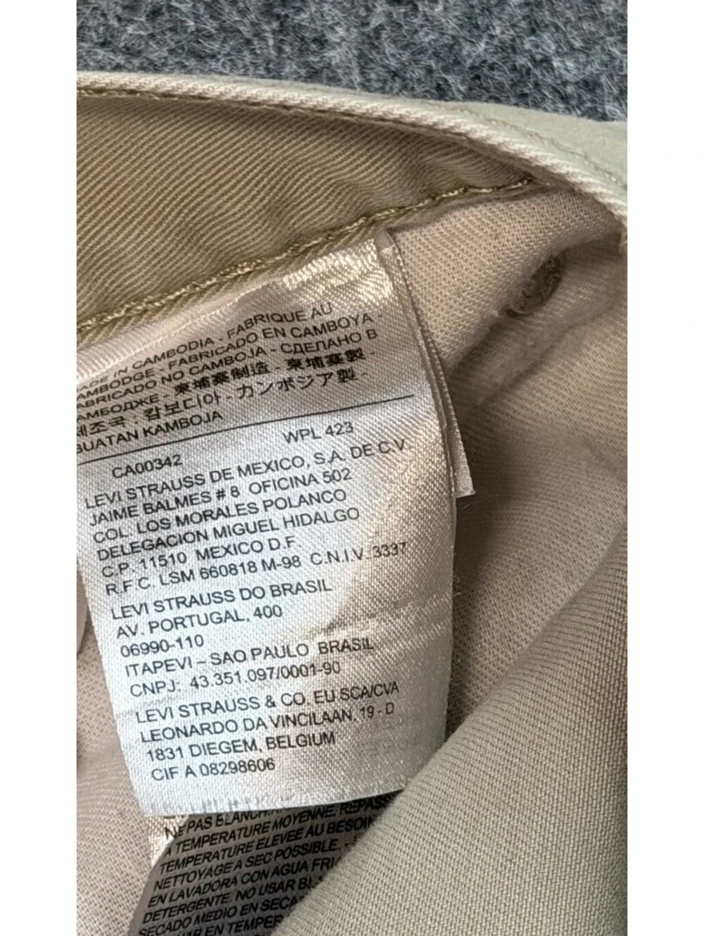 Levis 514 Straight Fit Jeans Mens 34x32 Khaki Tan 100% Cotton Casual Pants